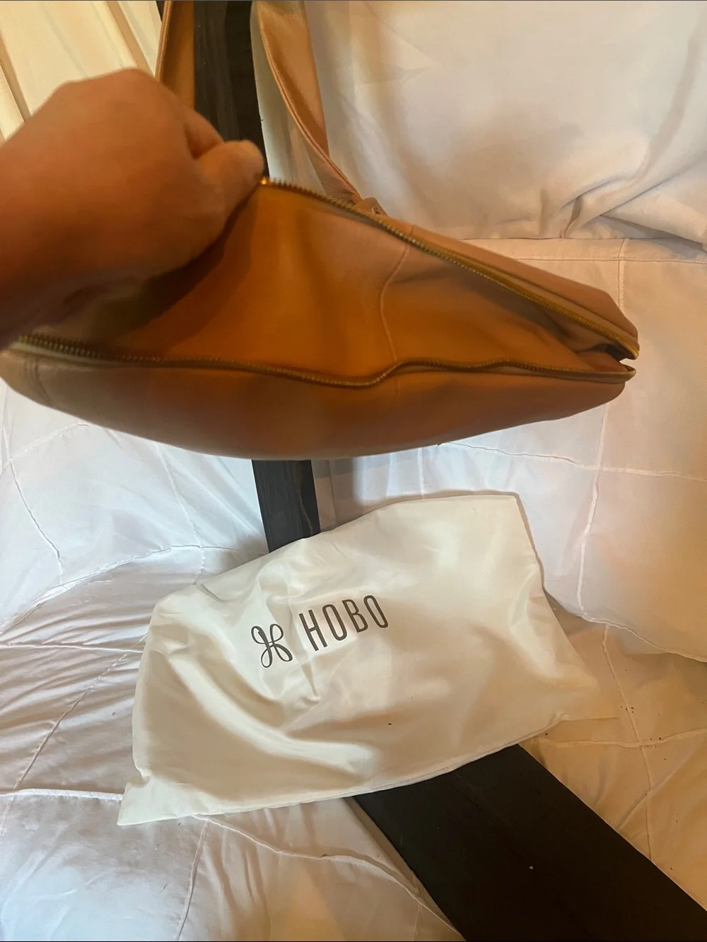 HOBO Cognac Pebbled Leather Hobo Shoulder Bag